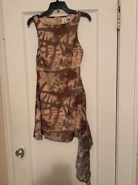 Chic Asymmetric Brown Dress
